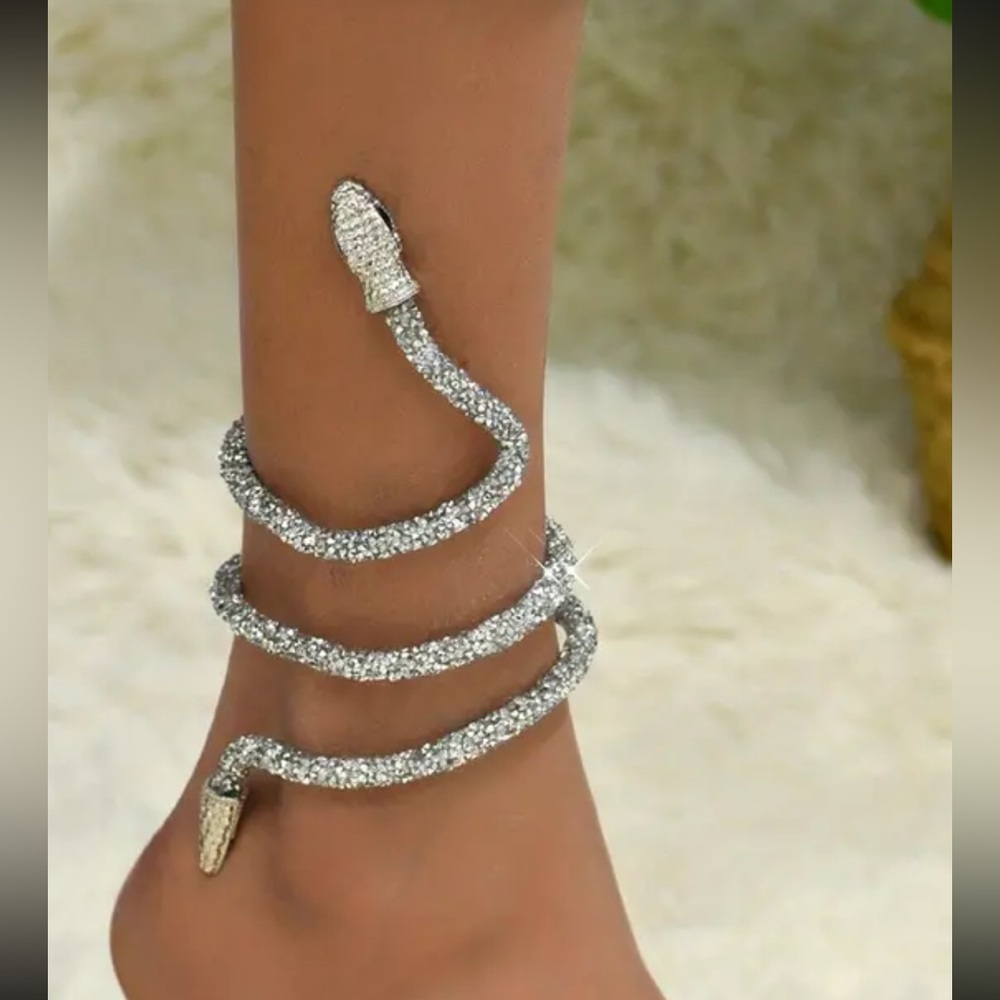 Silver Snake Wrap Anklet